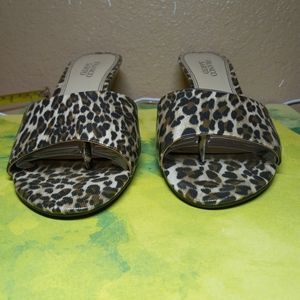 Franco Sarto  Lepard Print  slip on Sz  wedge sandal Size 8.5 m L Vamp